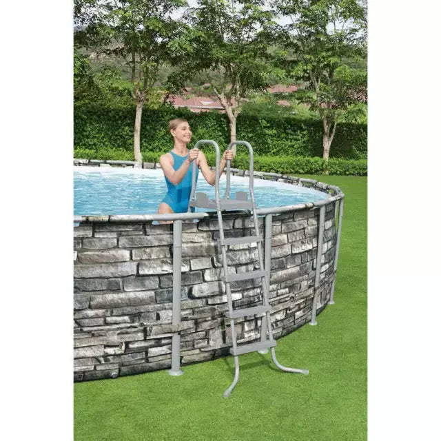 Piscina Bestway Redonda Piedra Filtro + Accesorios 6.71MX1.32M