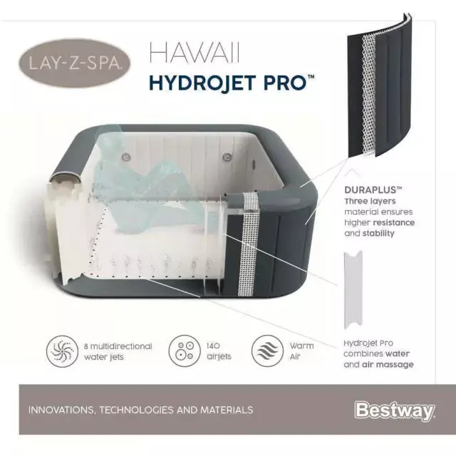 Hot Tub Inflable Hawaii Hidromasaje 6 Pers Bestway