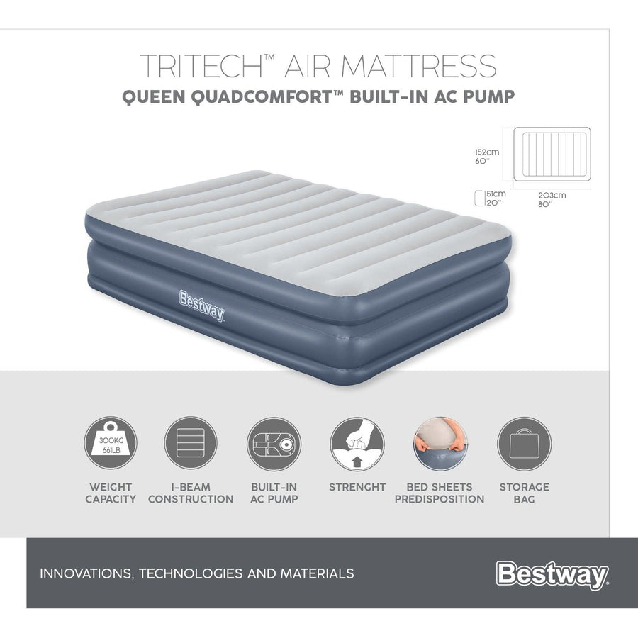 Colchón Inflable Eléctrico Queen 2.03MX1.52MX51cm Bestway